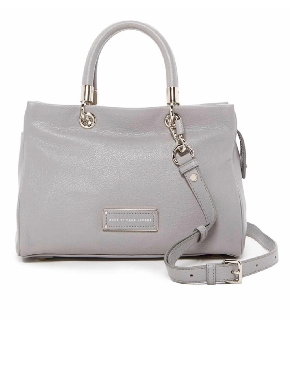 Marc Jacobs Too Hot to Handle Light Gray Pebbled Leather Satchel Crossbody